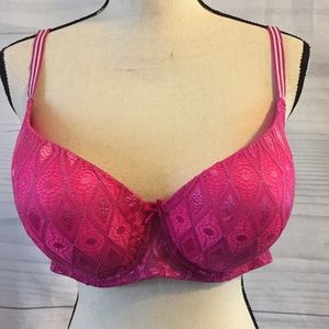 Lacy darker pink bra. Adjustable straps